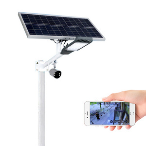 CE RoHS smart 4G wifi CCTV camera 50 watt solar street light with cctv camera