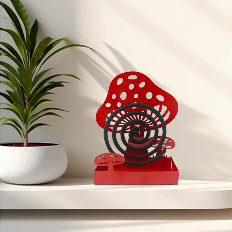 Custom Portable Metal Mosquito Coil Holder Stand Household Mushroom Design for Summer Farm Use Solid State Pest Incense Holder