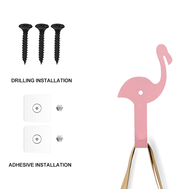 Pink Flamingo Towel Hook Metal Bathroom Rustproof Clothes Towel Coat Hook Wall Mounted Toilet Kitchen Heavy Duty Door Hanger