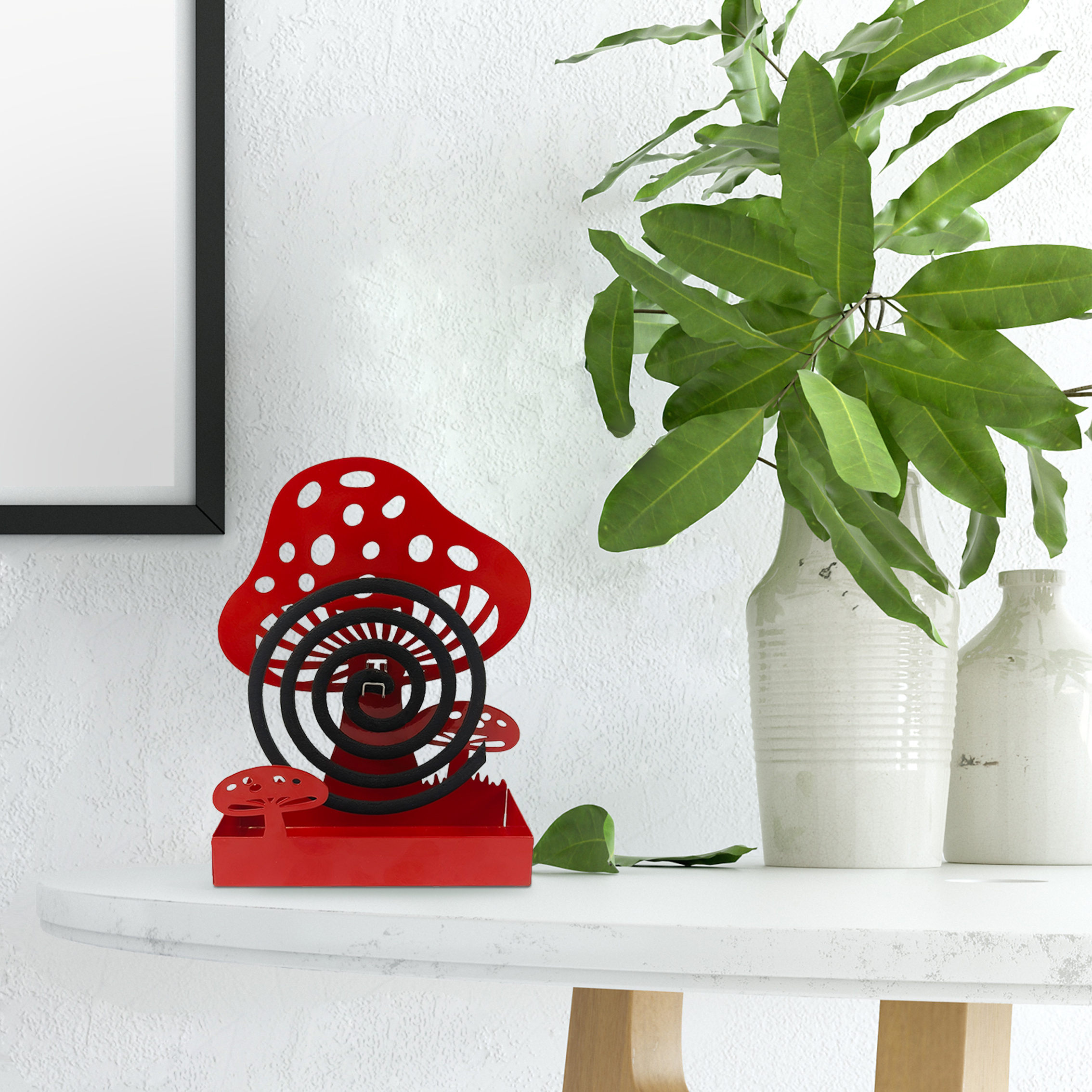 Custom Portable Metal Mosquito Coil Holder Stand Household Mushroom Design for Summer Farm Use Solid State Pest Incense Holder