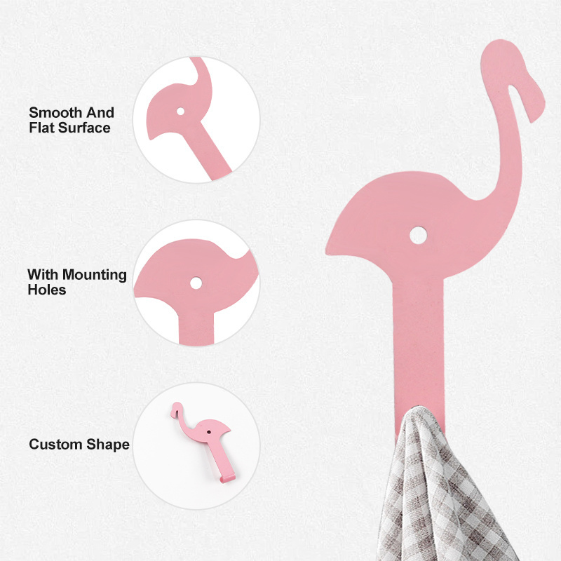 Pink Flamingo Towel Hook Metal Bathroom Rustproof Clothes Towel Coat Hook Wall Mounted Toilet Kitchen Heavy Duty Door Hanger