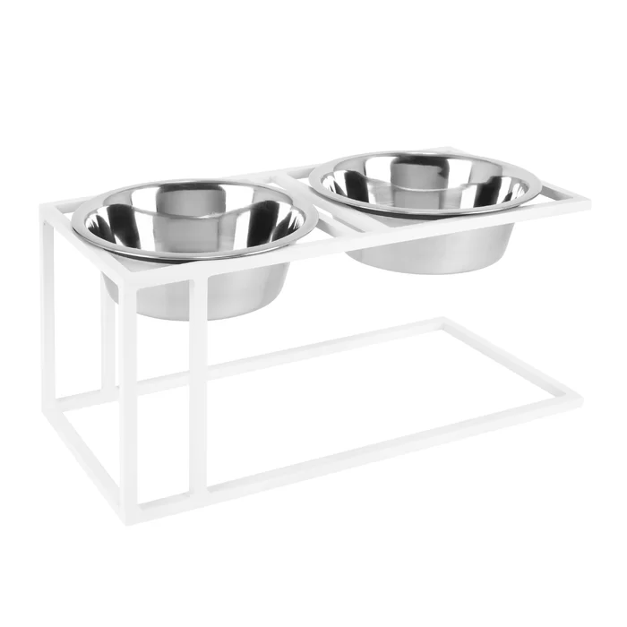 Elevated Dog Bowls Adjustable Raised Pet Feeder with 2 Stainless Steel Dog Food Stand Non-Slip No Spill Dog Plate