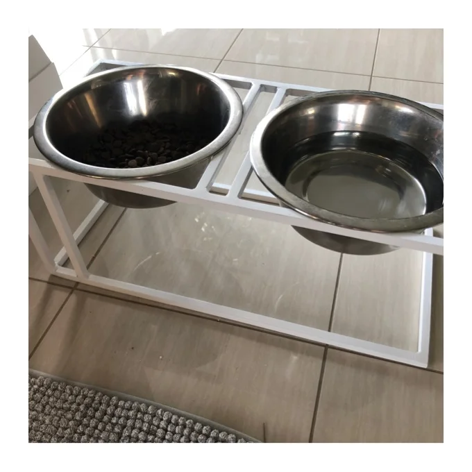 Elevated Dog Bowls Adjustable Raised Pet Feeder with 2 Stainless Steel Dog Food Stand Non-Slip No Spill Dog Plate