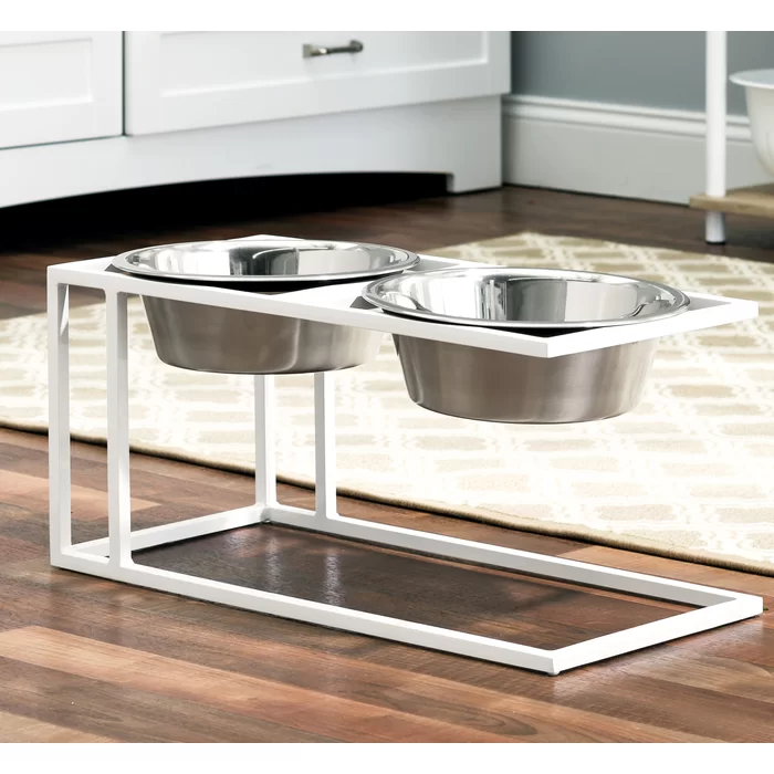 Elevated Dog Bowls Adjustable Raised Pet Feeder with 2 Stainless Steel Dog Food Stand Non-Slip No Spill Dog Plate