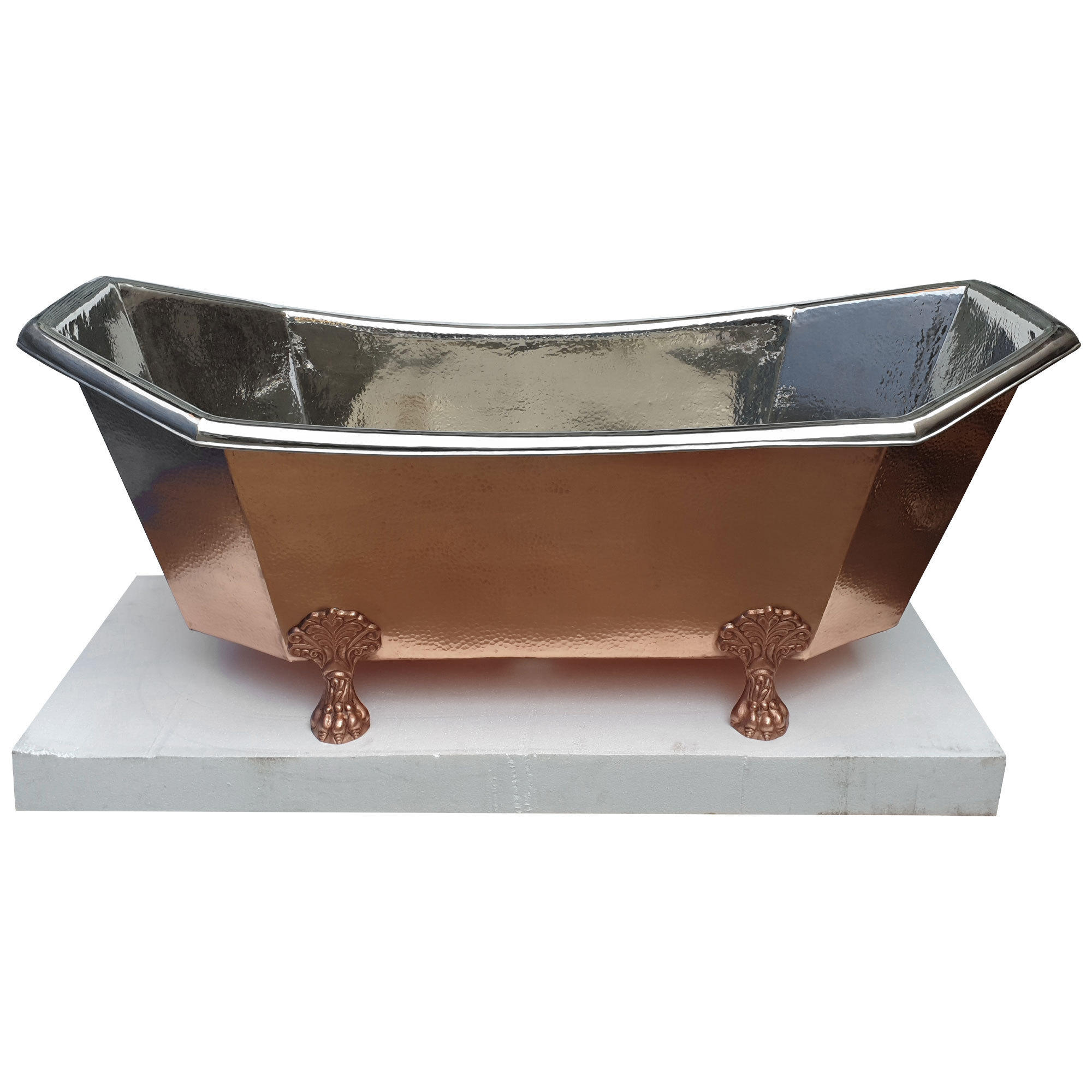 Eight Sided Clawfoot Copper Bathtub Marble Spa Bathtub for Hotel Customized Polish Accessory Style