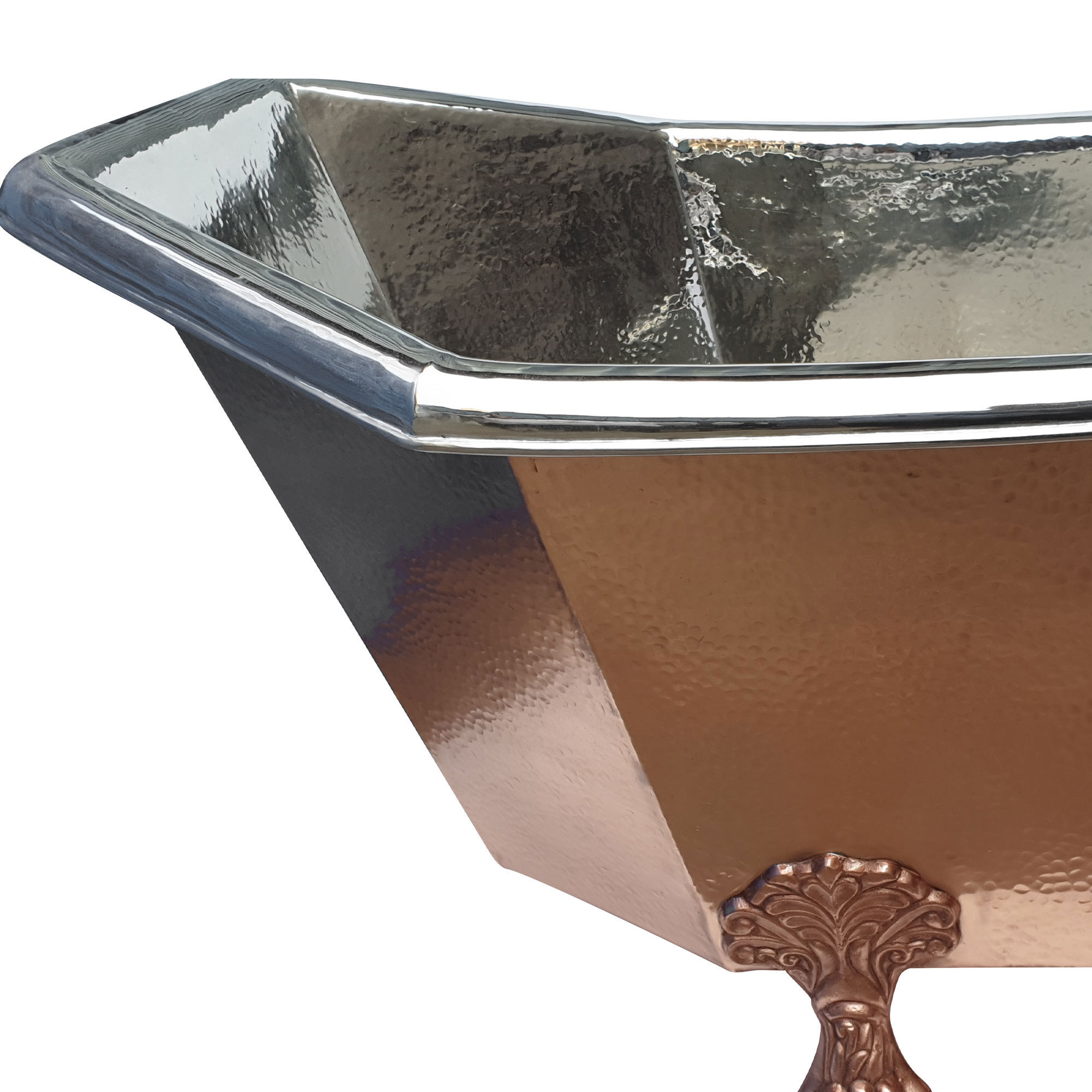 Eight Sided Clawfoot Copper Bathtub Marble Spa Bathtub for Hotel Customized Polish Accessory Style