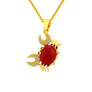 24k gold plated ruby crab ladies necklace gold plated chain necklace factory wholesale