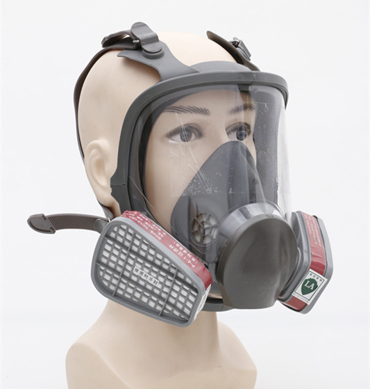 chemical respiratory spray gas mask with 2 filter cartridges