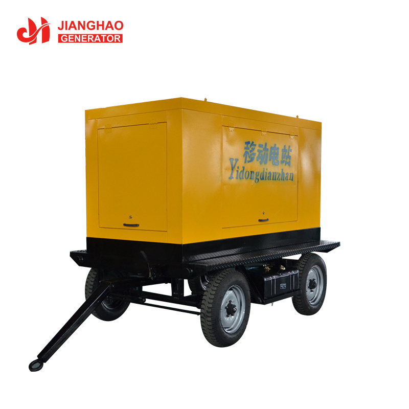 electric power  60hz 230V 64kw 80kva silent trailer type diesel generator 4 wheels with famous engine