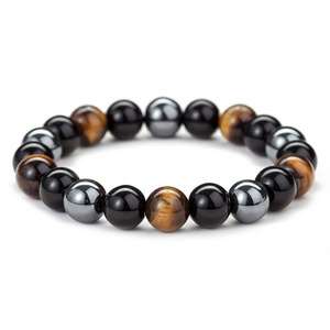 Bracelet Women Men Hematite Black Obsidian Tiger Eye Stone crystal bead Bracelets