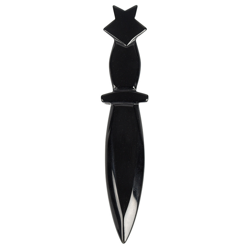 Wholesale natural Obsidian knife crystal dagger knife carving folk crafts Healing Stone Crystal Dagger for gifts