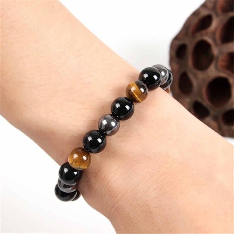 Bracelet Women Men Hematite Black Obsidian Tiger Eye Stone crystal bead Bracelets