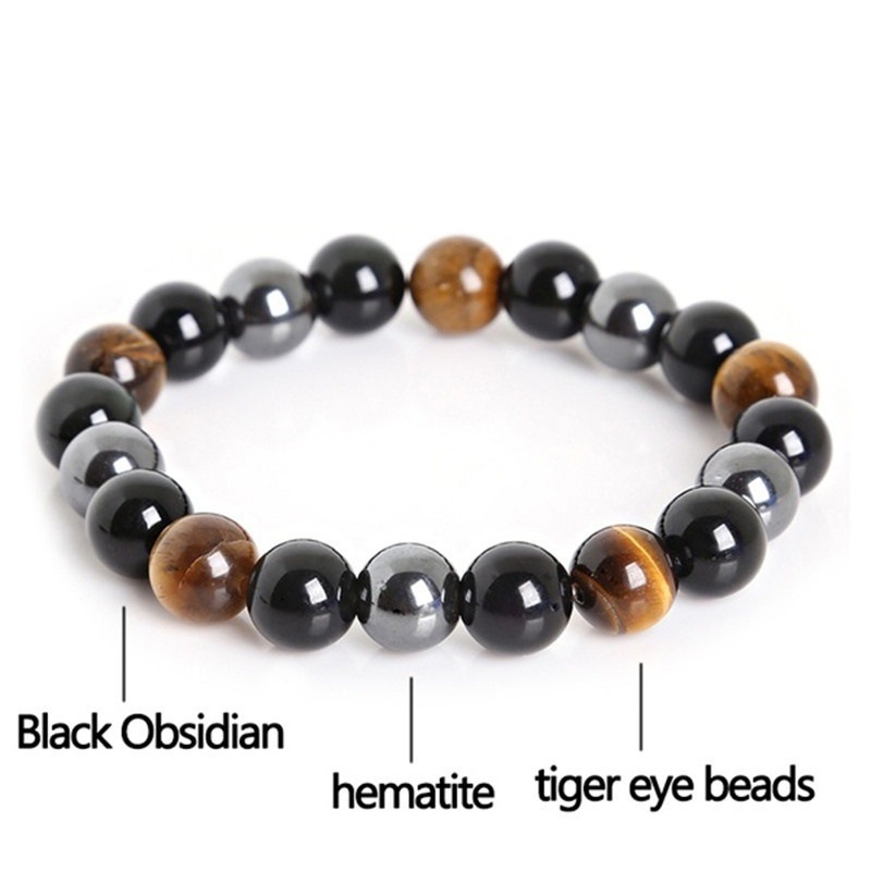 Bracelet Women Men Hematite Black Obsidian Tiger Eye Stone crystal bead Bracelets