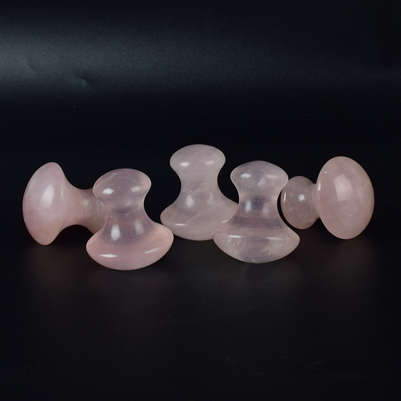 Natural crystal healing stones carving Rose Quartz Mushroom Shaped Massage hot Stone Jade Face Eye Massager