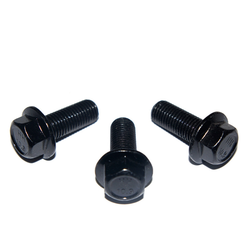 Factory direct sales black oxide hexagon flange head hex bolt 5/16-18 by 3/4 inch hex flange bin bolt