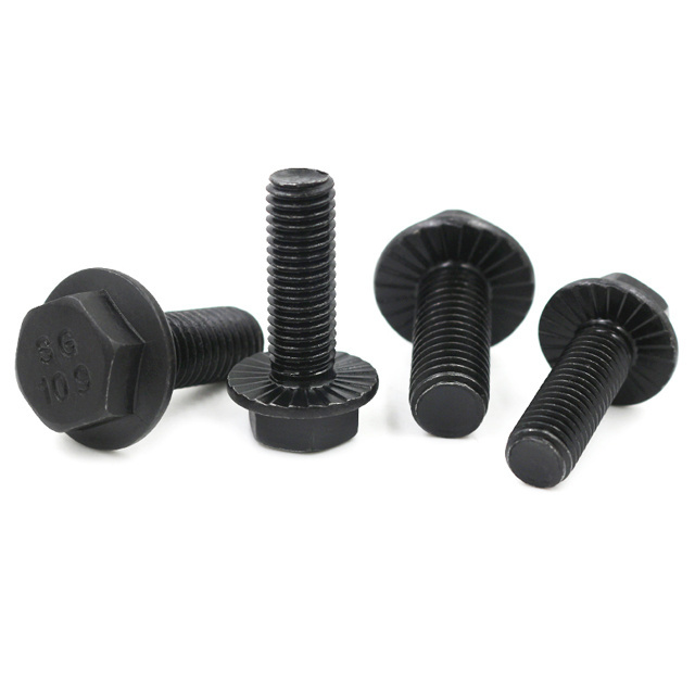 Factory direct sales black oxide hexagon flange head hex bolt 5/16-18 by 3/4 inch hex flange bin bolt