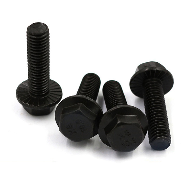 Factory direct sales black oxide hexagon flange head hex bolt 5/16-18 by 3/4 inch hex flange bin bolt