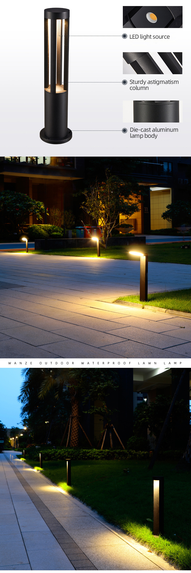 Wholesale bollard light garden landscape light ground outdoor aluminum waterproof ip65 led lawn light