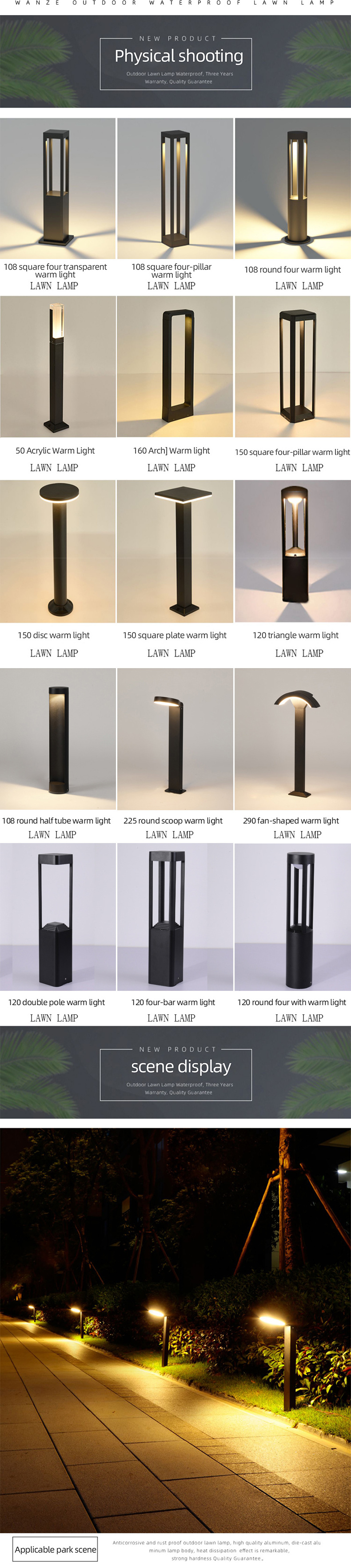 Wholesale bollard light garden landscape light ground outdoor aluminum waterproof ip65 led lawn light