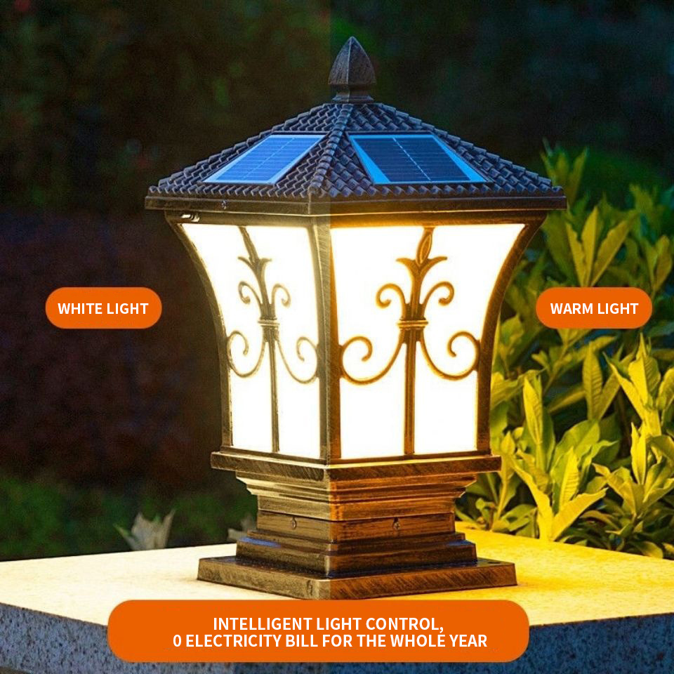 Solar Pillar Lamp Waterproof Lamp Yard Fence Pillar Light LED Aluminum Garden Villa Gate Outdoor DC 12V 80 IP65 JM -20 - 50 110