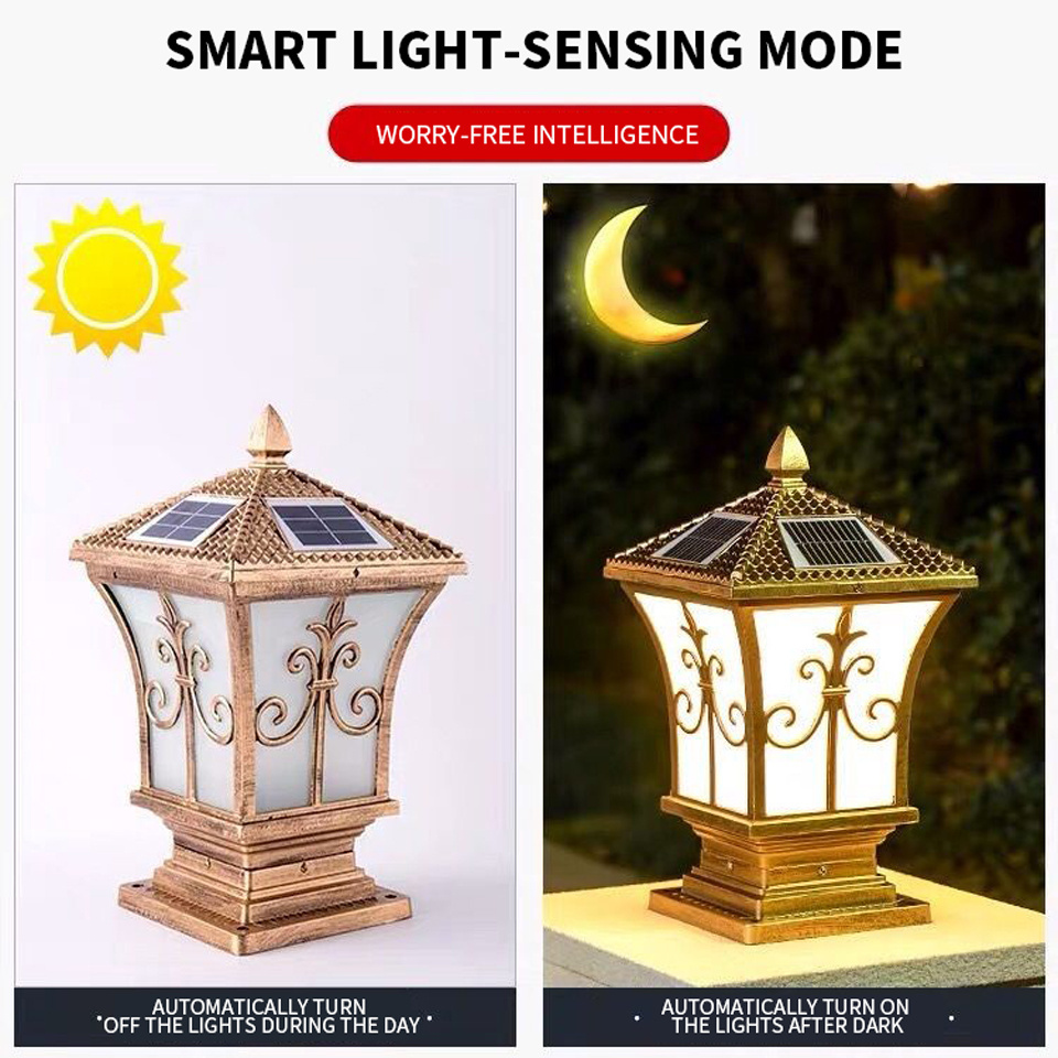 Solar Pillar Lamp Waterproof Lamp Yard Fence Pillar Light LED Aluminum Garden Villa Gate Outdoor DC 12V 80 IP65 JM -20 - 50 110