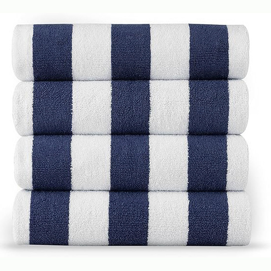 Kinsery Popular Summer Towel 100% Cotton Blue and White Striped Beach Towels