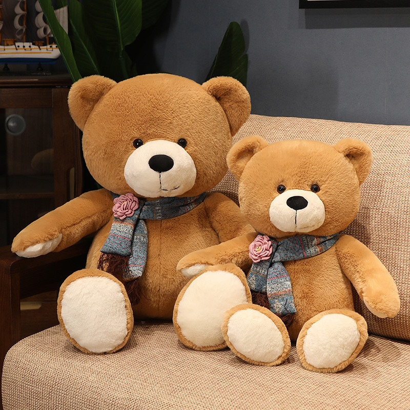 Custom wholesale decoration present for kids scarf rose bear teddy Valentine's Day gift bear plush toy