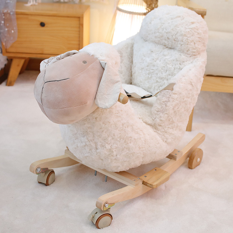 China hot sale cute plush rocking horse for baby learning to walk riding toy