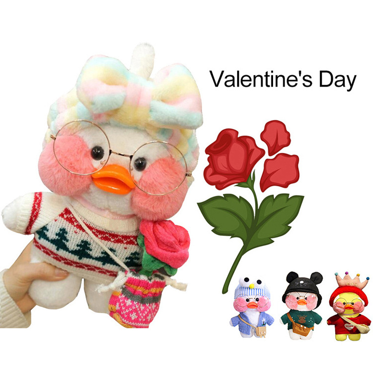 Valentine's Day Kawaii custom cute soft animal dolls little yellow duck plushies stuffed plush toys lalafanfan duck