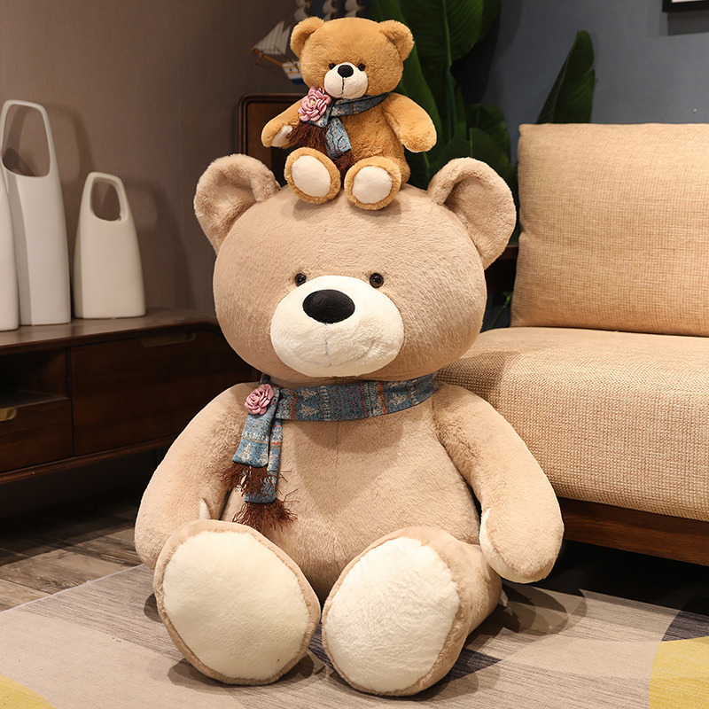 Custom wholesale decoration present for kids scarf rose bear teddy Valentine's Day gift bear plush toy