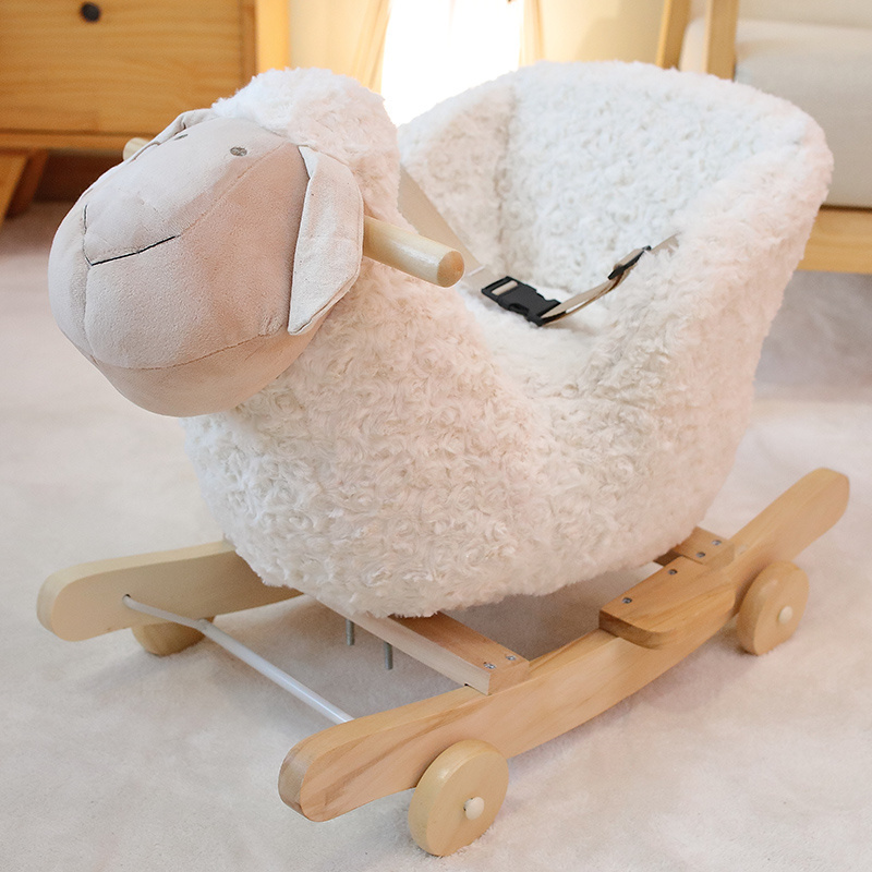 China hot sale cute plush rocking horse for baby learning to walk riding toy