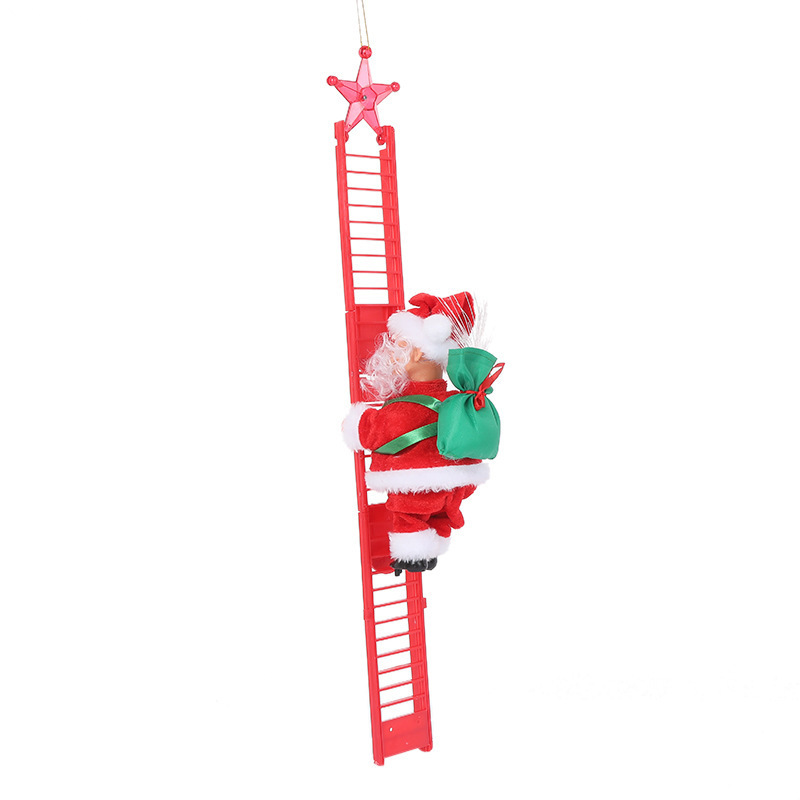 Santa Clause Musical Climbing Rope Climbing Santa Plush Doll Toy for Christmas Holiday Decor