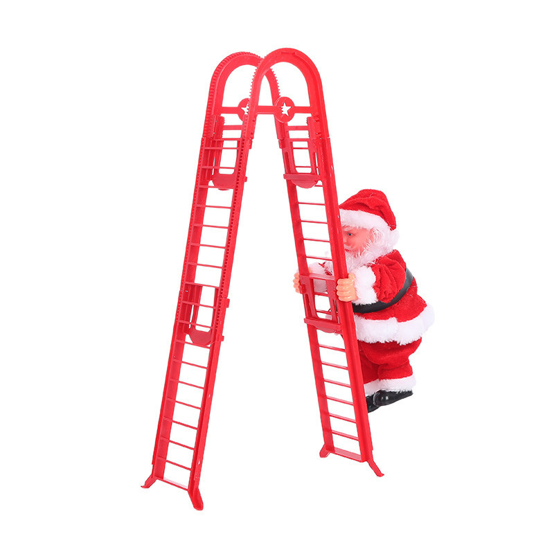 Santa Clause Musical Climbing Rope Climbing Santa Plush Doll Toy for Christmas Holiday Decor