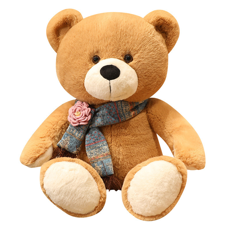 Custom wholesale decoration present for kids scarf rose bear teddy Valentine's Day gift bear plush toy