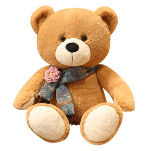 Custom wholesale decoration present for kids scarf rose bear teddy Valentine's Day gift bear plush toy