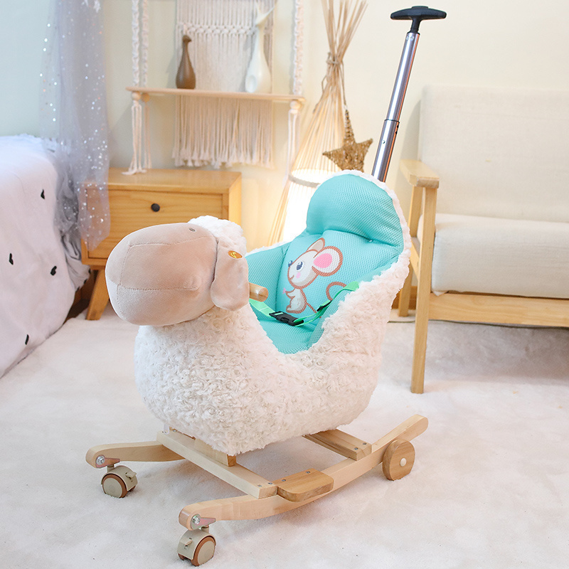 China hot sale cute plush rocking horse for baby learning to walk riding toy