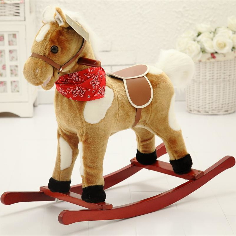 adult New fashion mix-color plush rocking horse for kids