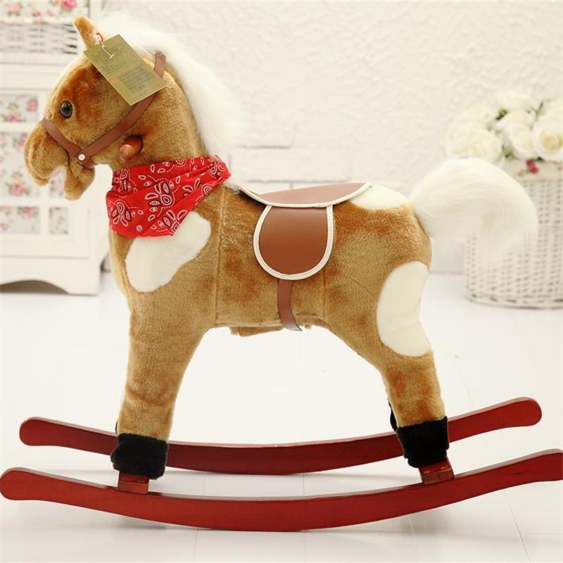 adult New fashion mix-color plush rocking horse for kids