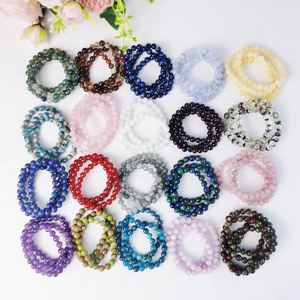 8mm Crystal Beads Bracelets Clear Quartz Rose Quartz amethyst Obsidian Smoky Lapis Lazuli Moss Agate Bracelets for Women