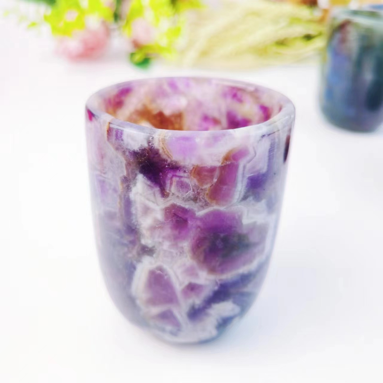 Custom Natural Hand Carved Crystal Crafts Crystal Cup Labradorite Lapis Rose Quartz Dream Amethyst Cup For Gift