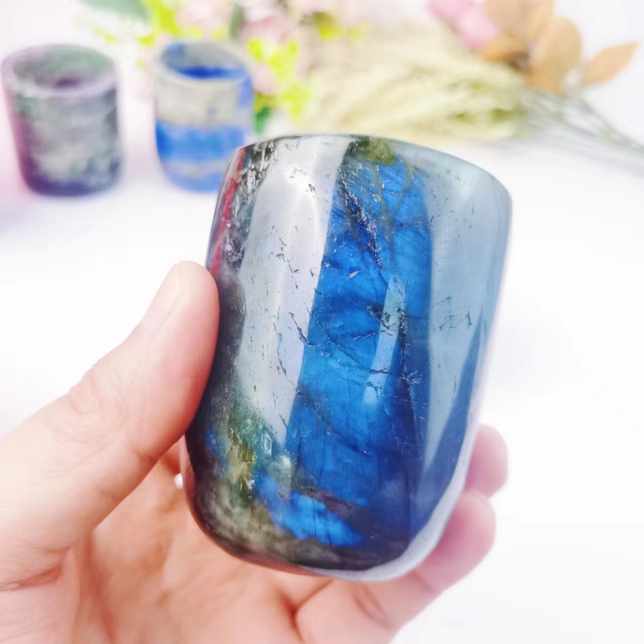 Custom Natural Hand Carved Crystal Crafts Crystal Cup Labradorite Lapis Rose Quartz Dream Amethyst Cup For Gift