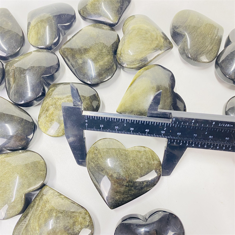 Hot Sale  Natural Crystal New Arrival Crystal Heart Shaped Bulk Gemstone Healing Stones Golden Obsidian Heart for Decoration