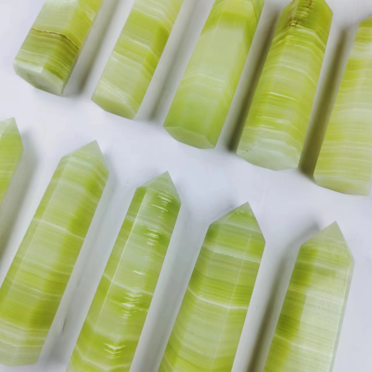 Hot Selling Afghan Jade Towers Natural Healing Crystal Wand Afghan Jade Green Onyx Points For Decoration