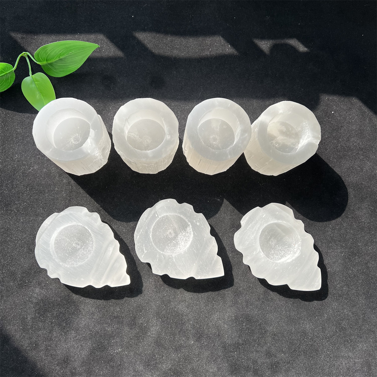 Natural Selenite Candlestick Carving Gypsum Candle Holders Crystal Light Candlestick For Healing