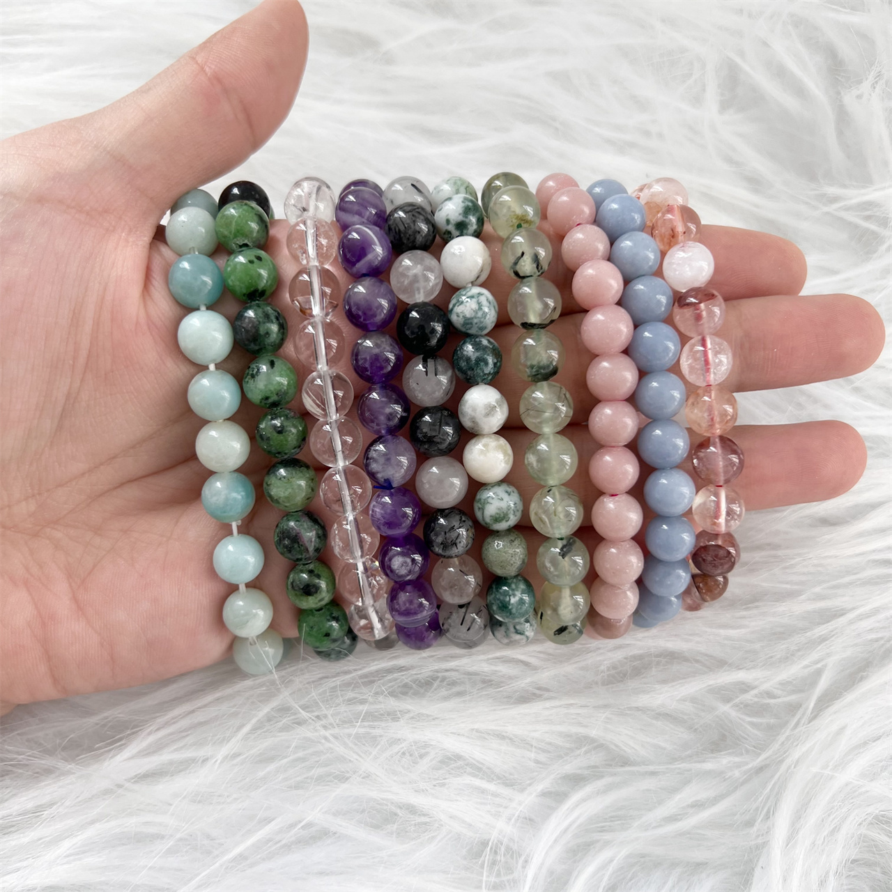 Natural Quartz Healing Bracelets Stone Jewellery Amethyst Bead Gemstone Crystal Bracelet