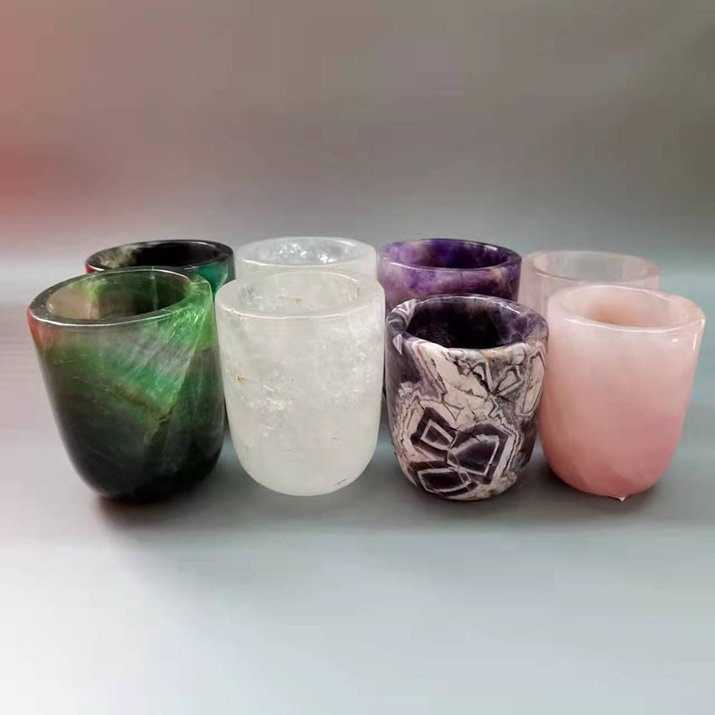 Sale High-quality Hand Made Carving Natural Rose Quartz Dream Amethyst Crystal Cup for Home Decoration