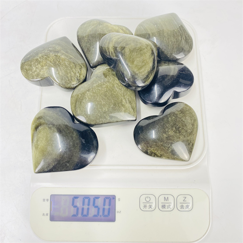 Hot Sale  Natural Crystal New Arrival Crystal Heart Shaped Bulk Gemstone Healing Stones Golden Obsidian Heart for Decoration