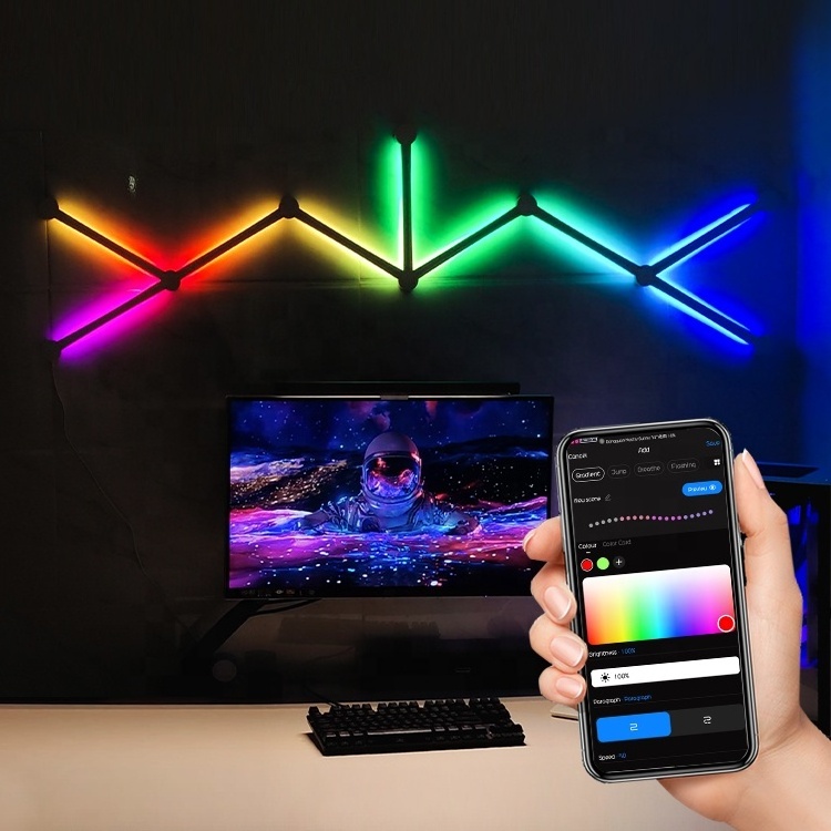 Room Decor Light Wall LED Lamp RGB for Home Decor Lamps Smart Lamp Panel Gaming RGB Lighting Sound Rhythm Smart LED Strip Light