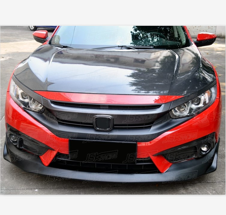 2016 CARBON FIBER FRONT FOG LIGHT COVER FOR HONDA CIVIC X FC 10TH