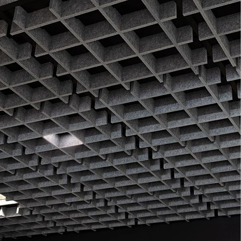 Modern geometric shape colorful hanging baffles ceiling sound proof absorption acoustic wall panels sheet supplier